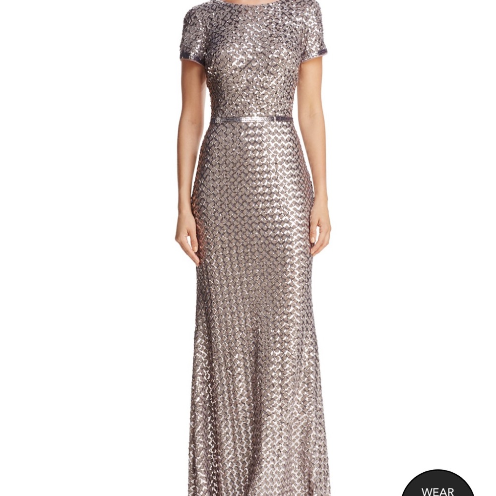 AQUA SEQUIN GOWN. Worn once. Size 0. Like new condition.